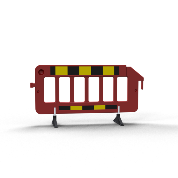Crowd barrier | made of plastic | fence element red | film RA1/A | yellow / black